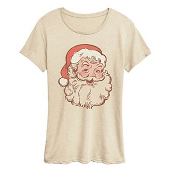 Women's Vintage Santa Claus Portrait Graphic Tee