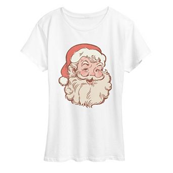 Women's Vintage Santa Claus Portrait Graphic Tee