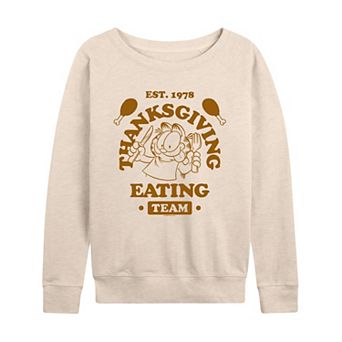 Women's Garfield Thanksgiving Eating Team French Terry Long Sleeve Tee