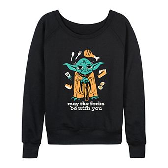Women's Star Wars Yoda "May The Forks Be With You" French Terry Long Sleeve Tee