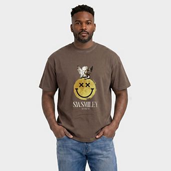 S.W.Smiley Shushing Cherub - Men's Garment Dyed Graphic T-Shirt