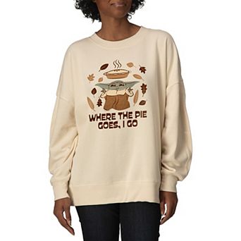 Women's Star Wars Mandalorian Grogu Oversized Fleece Crew Sweatshirt