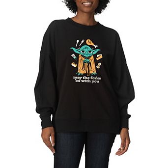 Women's Star Wars Yoda Oversized Fleece Crew Sweatshirt