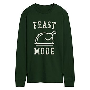Men's "Feast Mode" Funny Thanksgiving Turkey Long Sleeve Graphic Tee