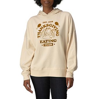 Women's Garfield Thanksgiving Eating Team Oversized Fleece Hoodie Sweatshirt