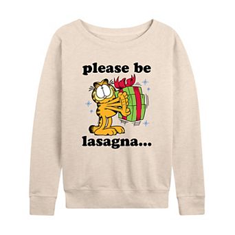 Women's Garfield "Please Be Lasagna…" French Terry Long Sleeve Tee