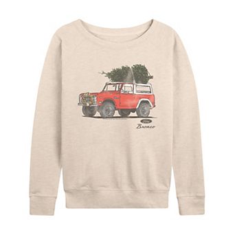 Women's Ford Bronco Christmas Tree Farm French Terry Long Sleeve Tee