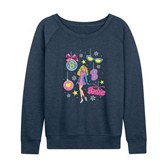 Women's Barbie Retro Christmas Ornaments French Terry Long Sleeve Tee