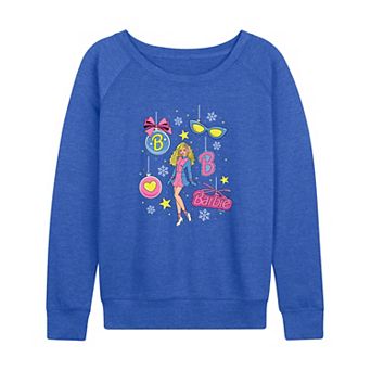 Women's Barbie Retro Christmas Ornaments French Terry Long Sleeve Tee