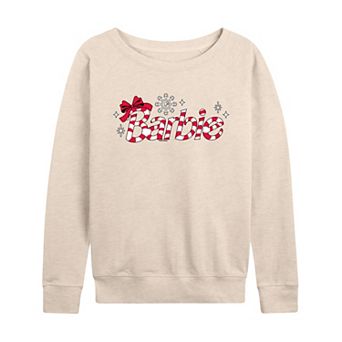 Women's Barbie Candy Cane Logo French Terry Long Sleeve Tee