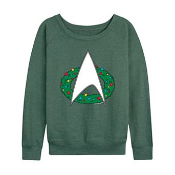 Women's Star Trek Christmas Wreath Logo French Terry Long Sleeve Tee