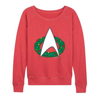 Women's Star Trek Christmas Wreath Logo French Terry Long Sleeve Tee