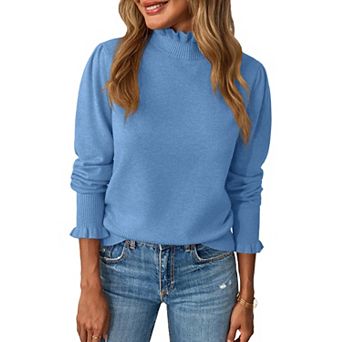 Women's Mock Neck Long Sleeve Pullover Sweater