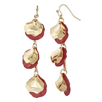 Emberly Gold Tone Petal Linear Nickel Free Earrings