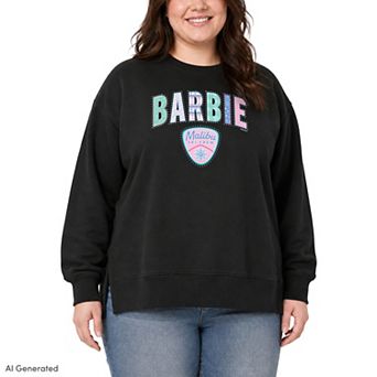 Plus Size Barbie Malibu Ski Crew Oversized Fleece Crew Sweatshirt
