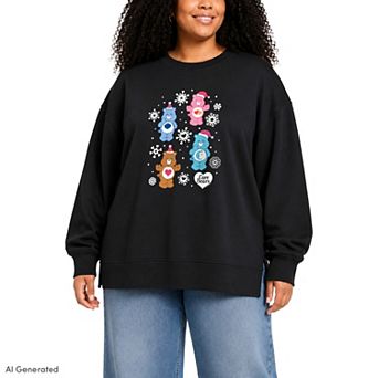 Plus Size Care Bears Characters Oversized Fleece Crew Sweatshirt