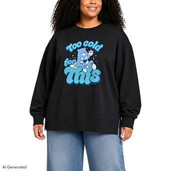 Plus Size Care Bears Grumpy Bear Oversized Fleece Crew Sweatshirt