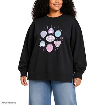 Plus Size Polly Pocket Christmas Ornaments Oversized Fleece Crew Sweatshirt
