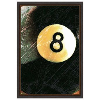 Amanti Art Framed Fabric Pinboard, Behind The 8 Ball Printed Bulletin Board