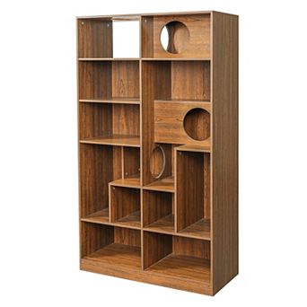 Multi-Functional Wood Pet-Friendly Bookshelf And Display Storage Case For Family Rooms