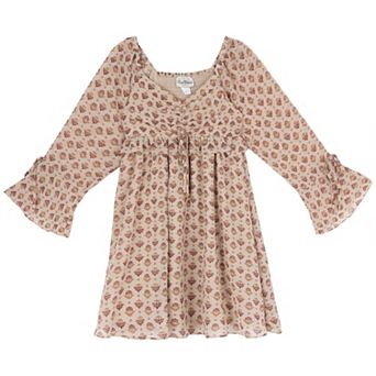 Girls 7-14 Rare Editions Chiffon Long Sleeve Dress