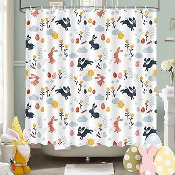 Spring Bunny Easter Shower Curtains for Bathroom Waterproof Decor 72x72 Inch