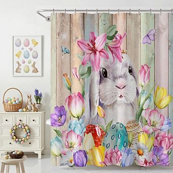 Spring Florals Easter Shower Curtains for Bathroom Waterproof Decor 72x72 Inch