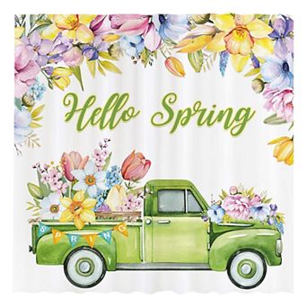 Spring Truck Easter Shower Curtains for Bathroom Waterproof Decor 72x72 Inch