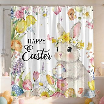 Spring Tulip Floral Easter Shower Curtains for Bathroom Waterproof Decor 72x72 Inch