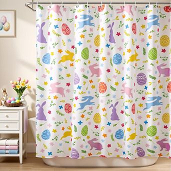 Spring Floral Easter Shower Curtains for Bathroom Waterproof Decor 72x72 Inch