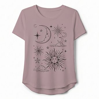Plus Size Sun & Moon Scenic Sky Flowy Graphic Tee