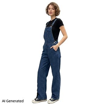Women's Adjustable Strap Denim Bib Overalls, Casual Jean Jumpsuit
