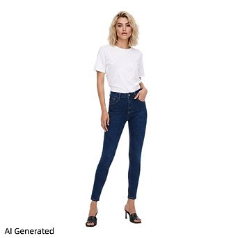 Women's High Rise Garment-Dyed Skinny Jeans, Soft Stretchy Comfy Casual Pants