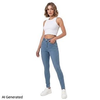 Women's High Rise Garment-Dyed Skinny Jeans, Soft Stretchy Comfy Casual Pants