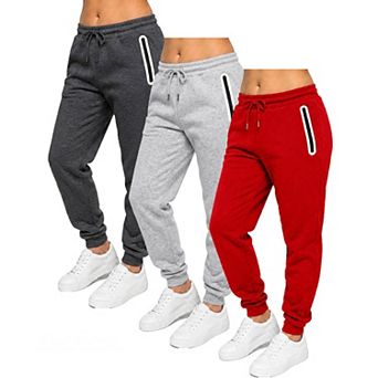 Blue Ice Women's Loose-Fit Fleece-Lined Jogger With Heat Seal Zipper Side Pockets-3 Pack