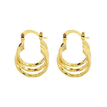 RMZ GOLD NYC 14k Diamond Cut Swirl Hoop Earrings