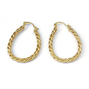RMZ GOLD NYC 14k Yellow Gold Large Oval Twisted Hoop Earrings