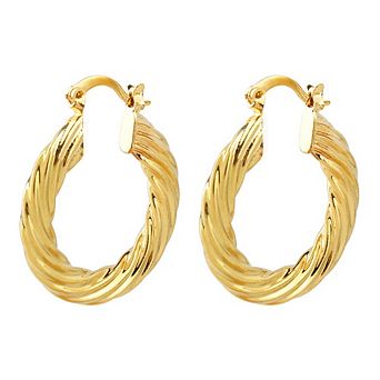 RMZ GOLD NYC 14K Gold Solid Twist Tube Hoop Earring