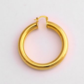 RMZ GOLD NYC 14K Gold Solid Tube Hoop Earring