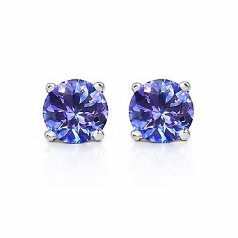 RMZ GOLD NYC 925 Sterling Silver Genuine Tanzanite Round Stud Earrings 1.60 TCW