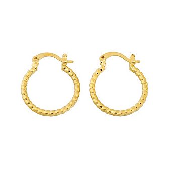 RMZ GOLD NYC 14k Gold Classic Diamond Cut Hoop Earring