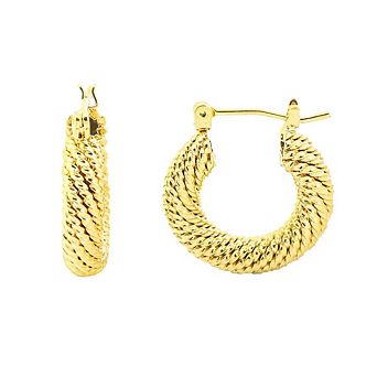 RMZ GOLD NYC 14K Gold Cute Nugget Hoop Earring