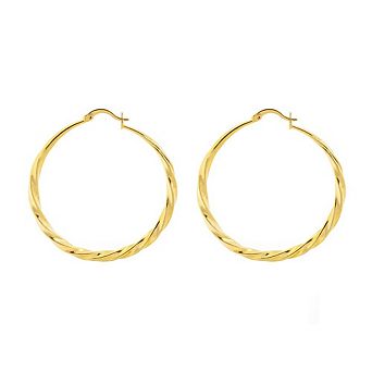RMZ GOLD NYC 14K Gold Large Twist Hoop Earrings 60mm