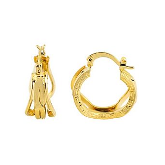 RMZ GOLD NYC 14K Greek Gold Unique Hoop Earrings