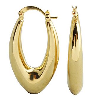 RMZ GOLD NYC Cute 14k Gold Puffy Oval Hoop Earrings