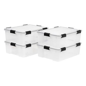 IRIS 41-qt Storage Box with Gasket Seal Lid- Heavy Duty Moving Containers with Tight Latch, 4 pk