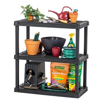IRIS 3 tier Shelving Unit, 38" Fixed Height, Large Storage Organizer for Home, Garage, Basement,