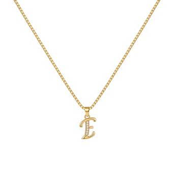 14K Gold Plated Hypoallergenic Box Chain Letter Pendant Necklace