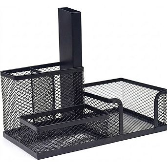 3-Compartment Metal Mesh Desk Organizer for Office and School Supplies