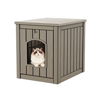 Yurblax 30 Gallon Cat House, Waterproof Resin, Easy Assembly Cozy Shelter for Indoor Outdoor